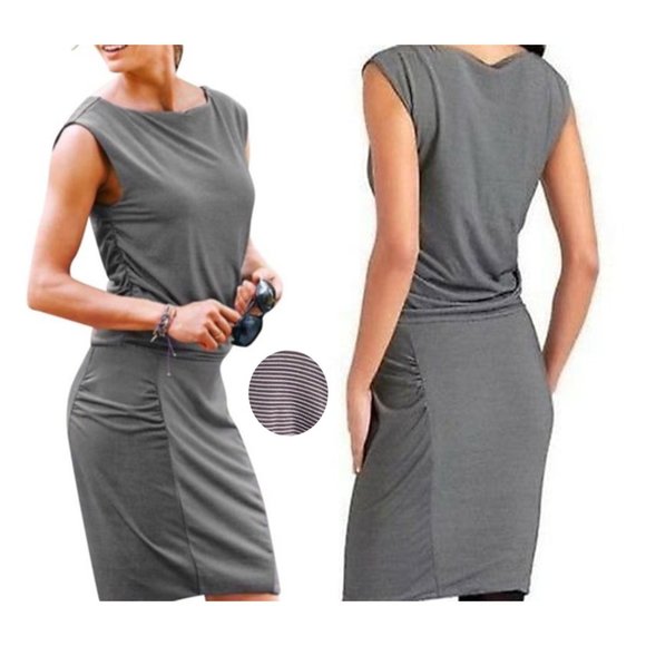 KEEPING Athleta Micro Stripe Westwood Dress Style# 243062 - Picture 4 of 16